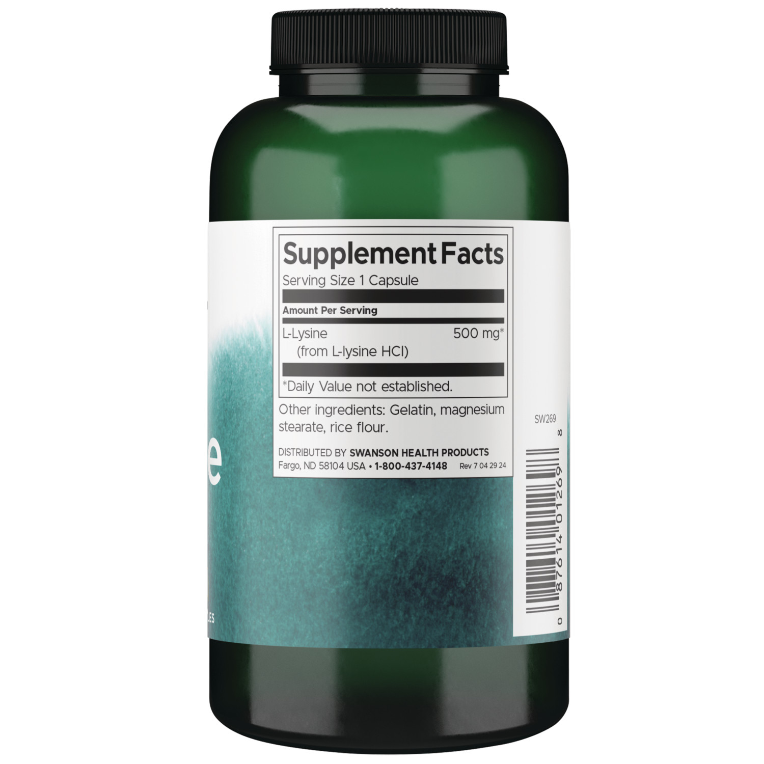 Swanson Free-Form L-Lysine 500 mg 300 Capsules