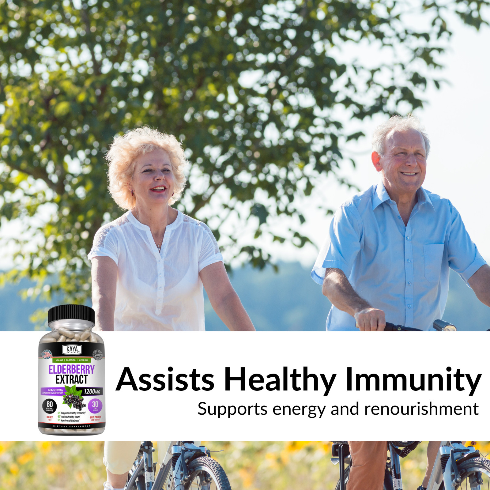 Immune Support 60Ct, Elderberry, Daily Immune and Antioxidants, 1200 mg Capsules