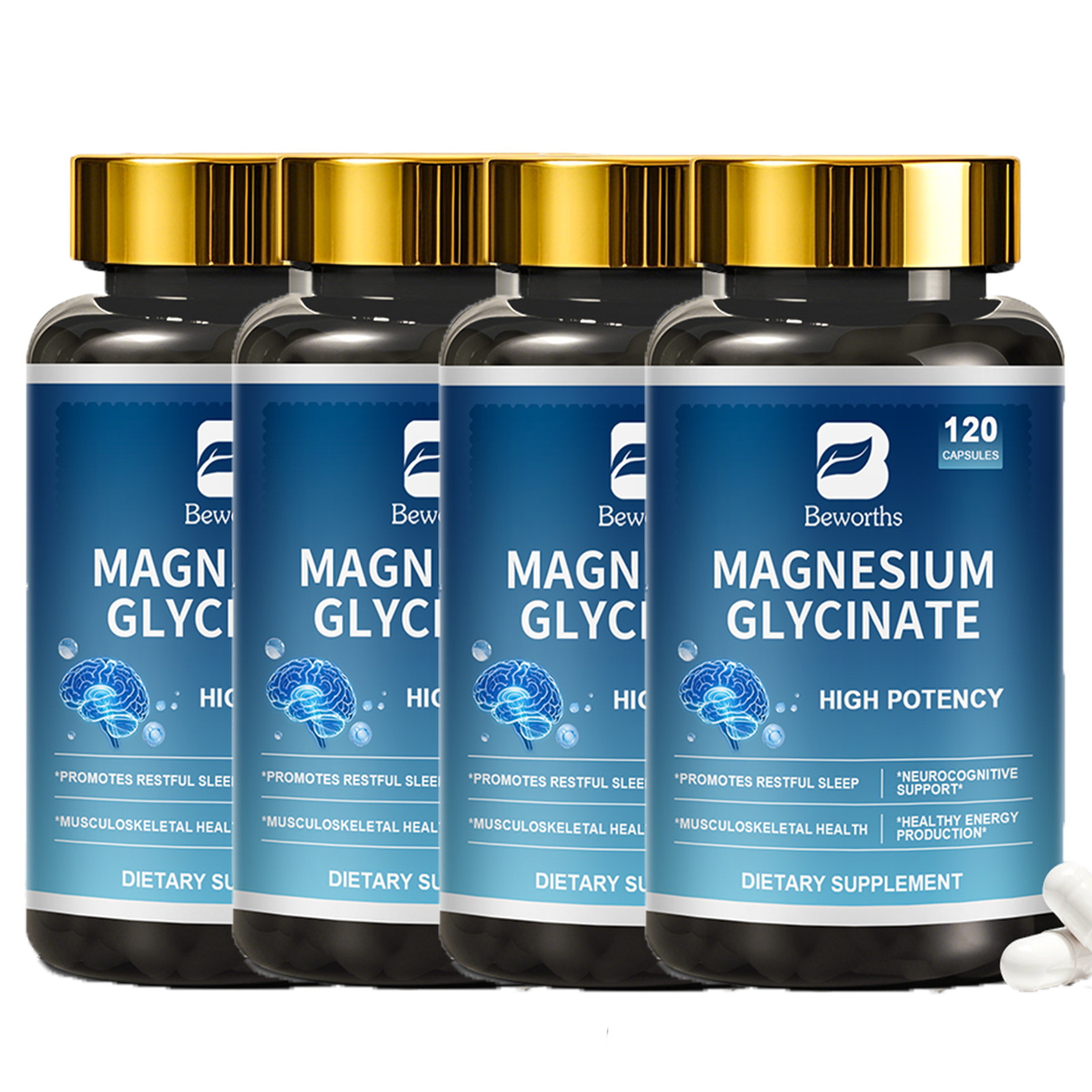 Triple Magnesium Complex Capsules-Magnesium Glycinate, Supplement 120 per bottle