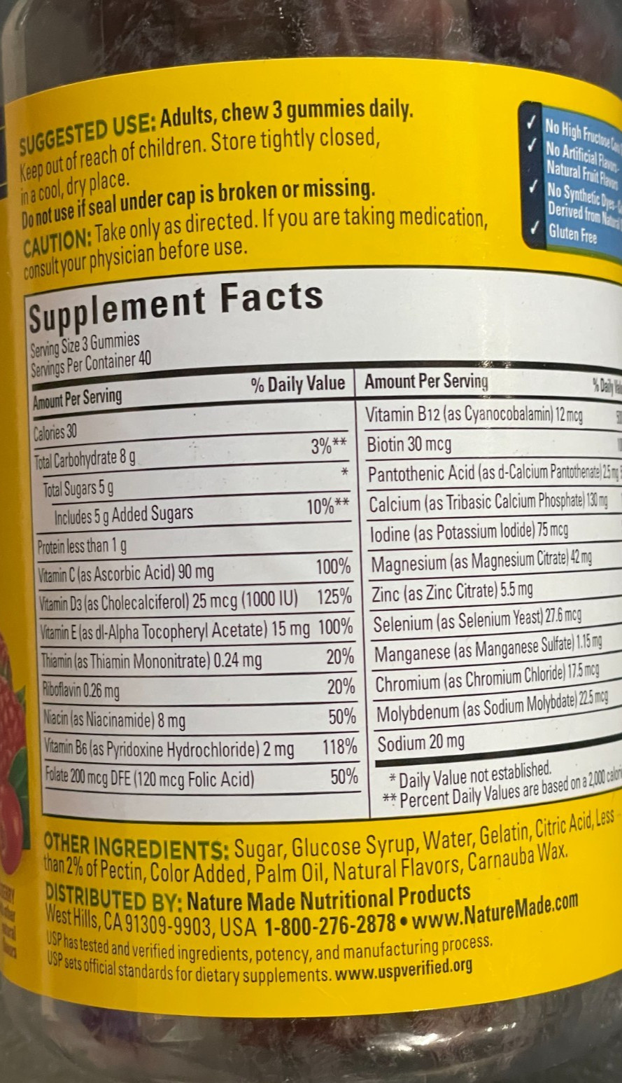 Nature Made Advanced Multi Gummies Supplement for Him, Mixed Berry 120