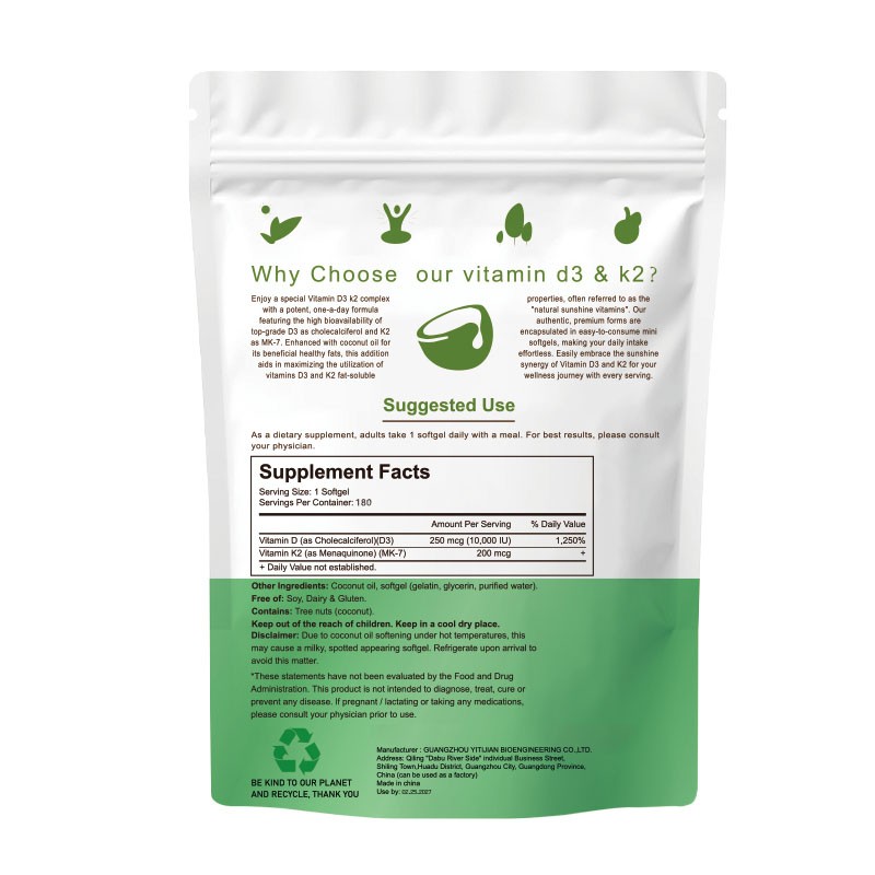 Microingredients Vitamin D3 10000 iu K2 300 Coconut Oil Softgels