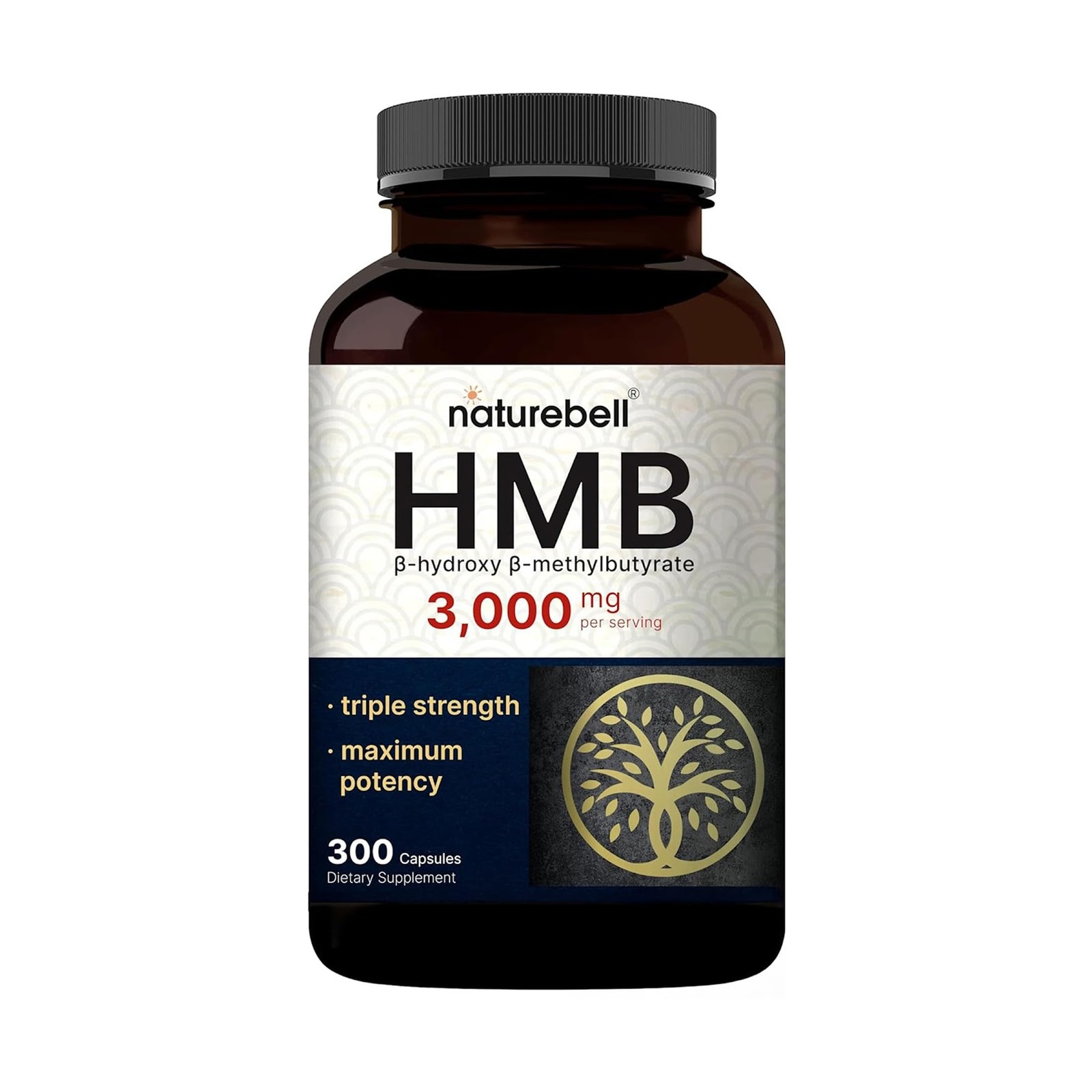 NatureBell HMB 3,000mg – 300 Capsules – Triple-Strength 300 Count (Pack of 1)