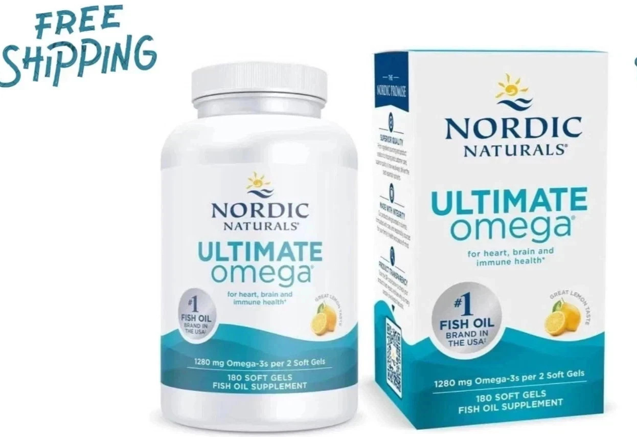 Nordic Naturals Ultimate Omega Lemon Flavour 1280 mg 180 Soft Gels EXP 03/2028