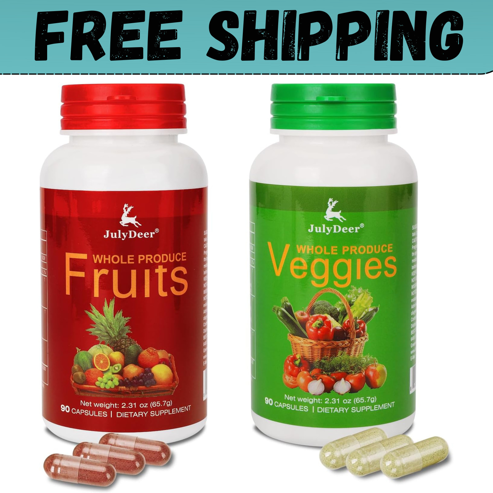 Fruits and Veggies Supplement Balance of Daily Nature 180 Capsules – 2 Bottles