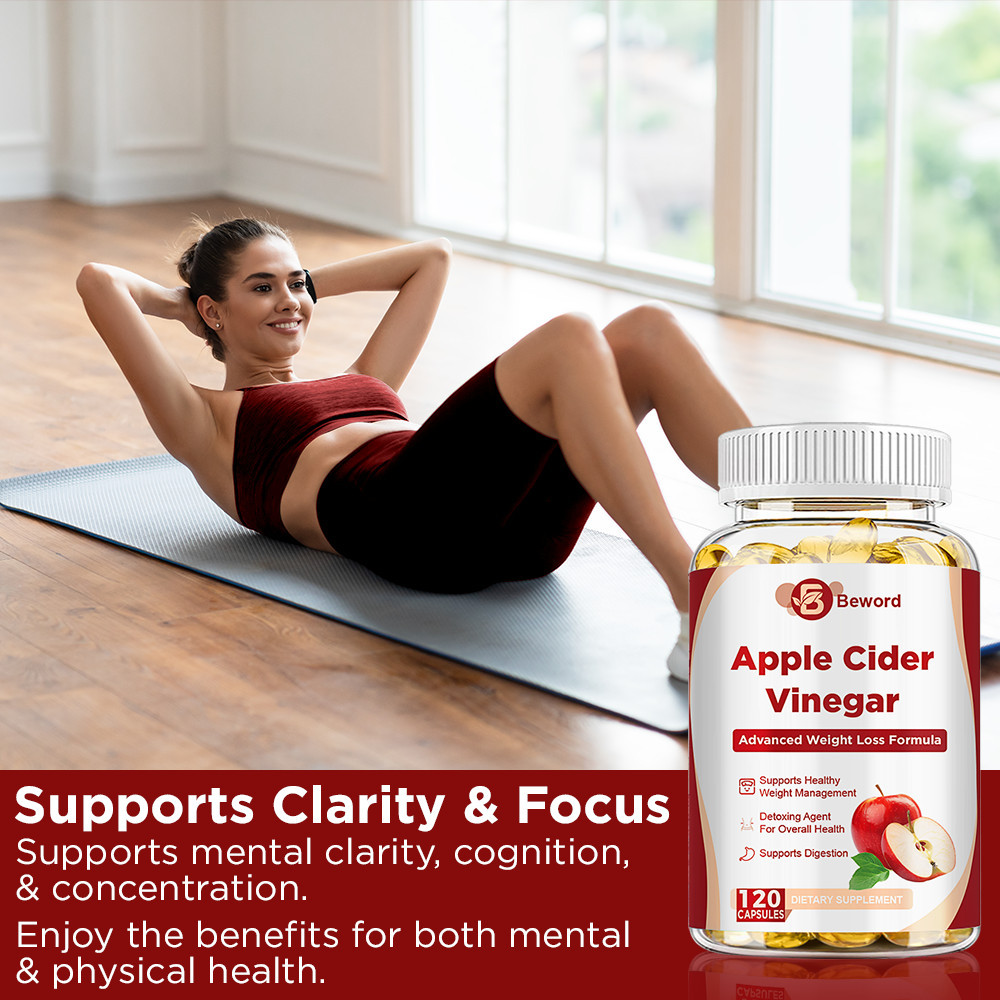 Natural ACV Apple Cider Vinegar Capsules with The Mother 1600mg -60/120 Pills