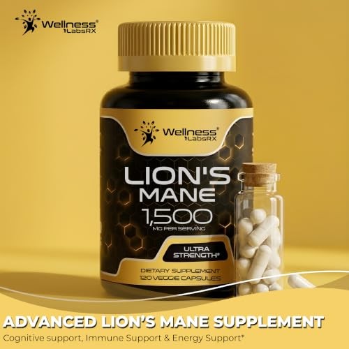 Organic Lions Mane Mushroom Capsules, 120 Count – Brain Focus, Memory, Cognitive