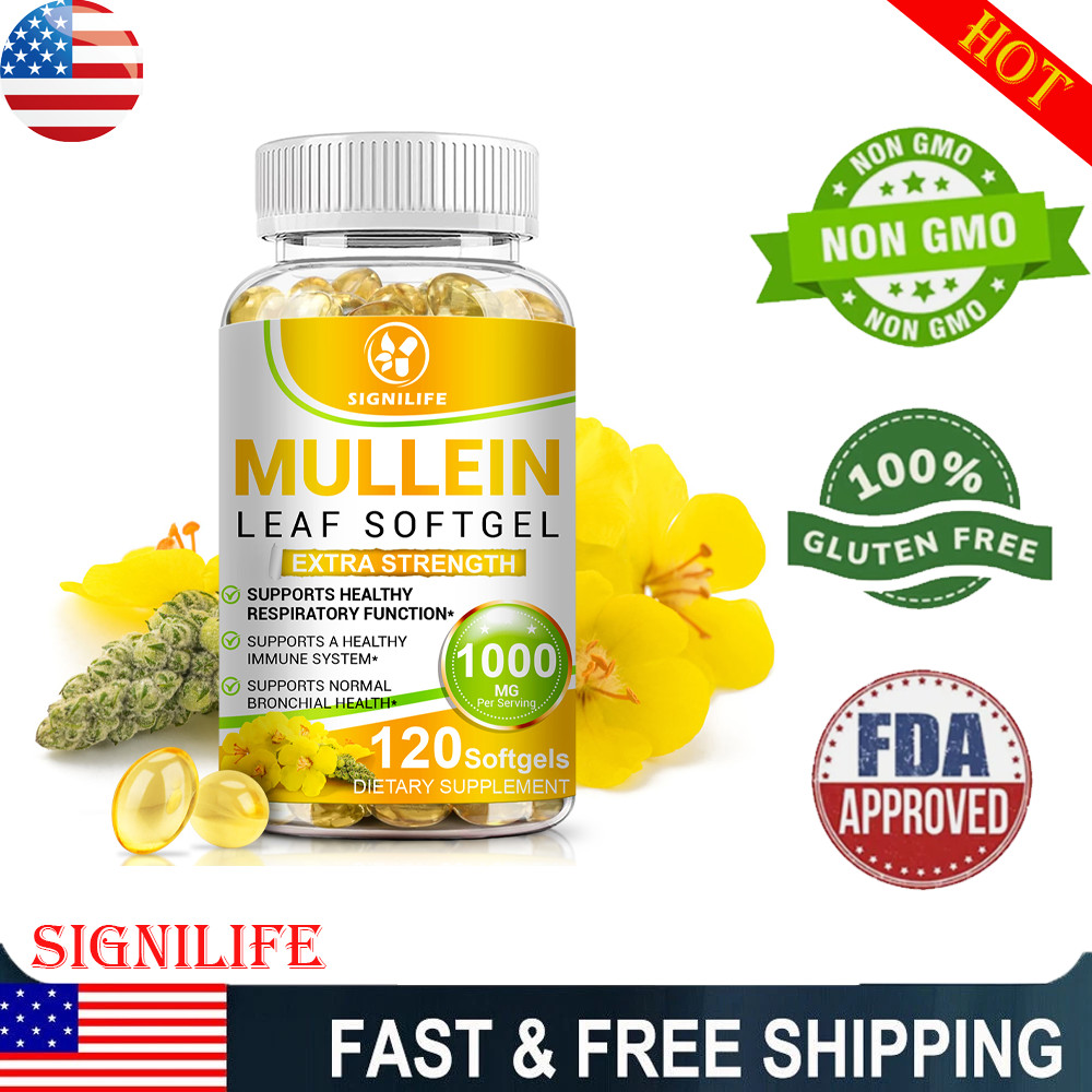 Mullein Leaf Capsules 1000mg – Support Lung Cleanse Respiratory Health Vegan