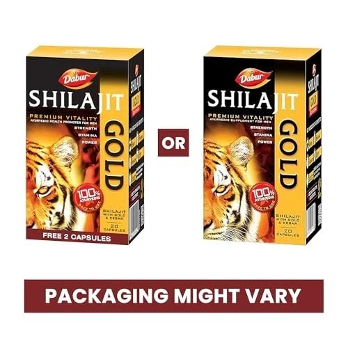 Shilajeet Go0ld Caps 20 Caps Ayurvedic Energy Stamina Support Pack 10