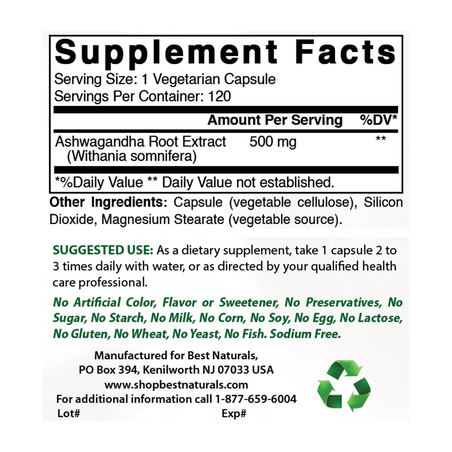 Best Naturals ashwagandha 500 mg,120 Capsules, support Relaxing Stress and Mood