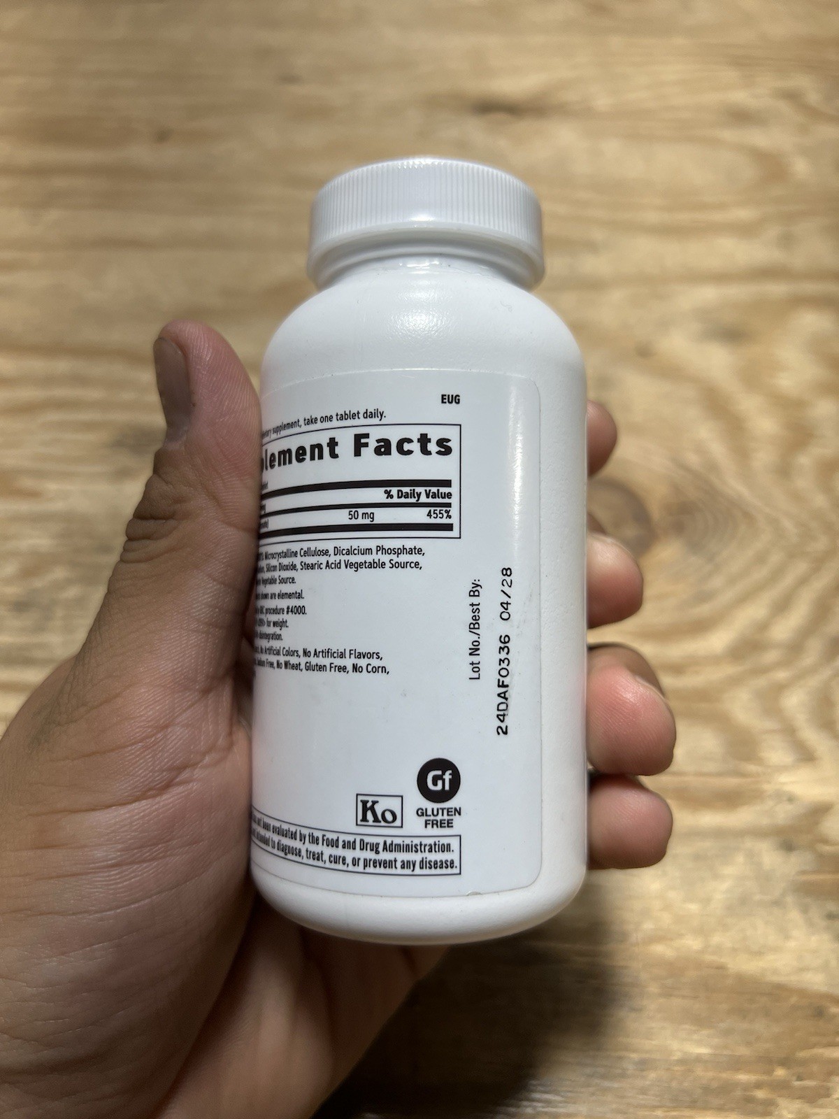 GNC Zinc 50MG 250 Vegetarian Tablets 04/2028