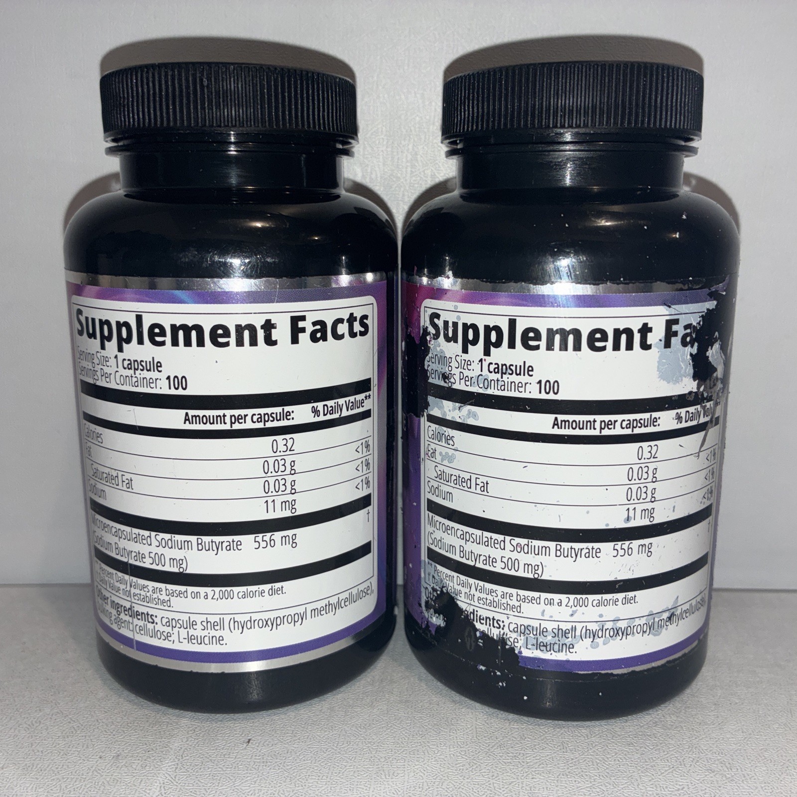 Lot Of 2- Sodium Butyrate Forte 400mg – 100 Vegan Caps Each/ Exp 07/2028/damaged