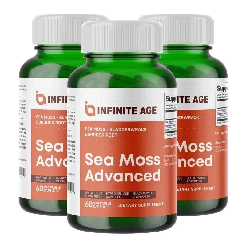 Infinite Age Sea Moss Capsules 1250mg 180 Count Vegan Superfood (Pack of 3)