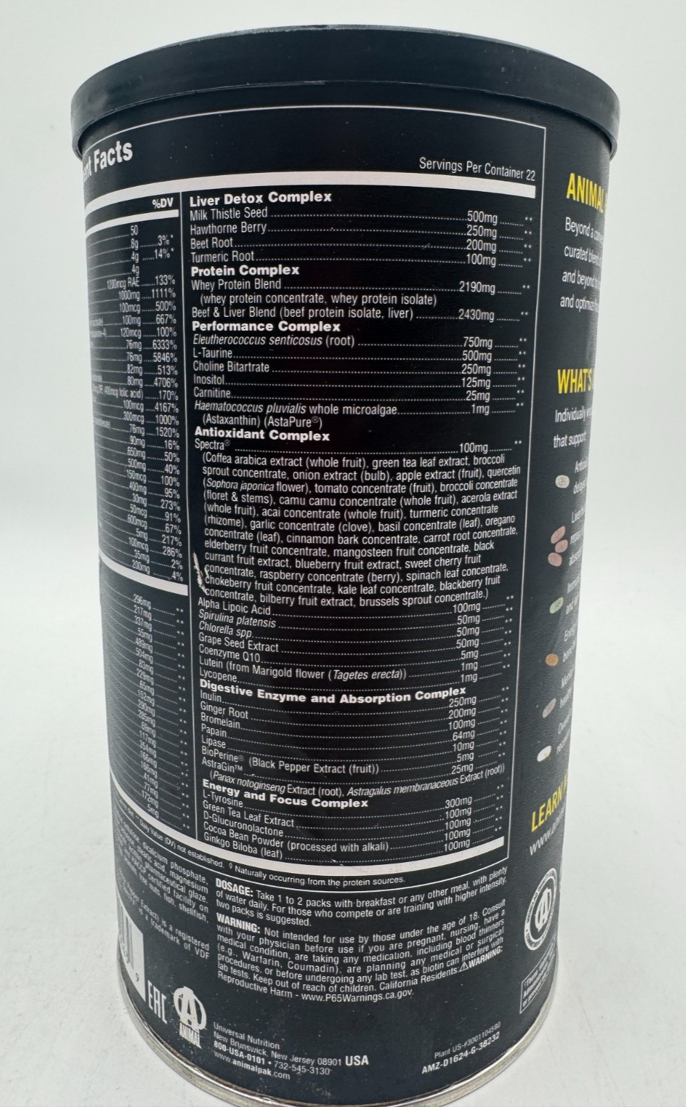 Animal Pak Convenient All-in-One Vitamin Supplement Pack, 44 Packs, EXP: 1/28