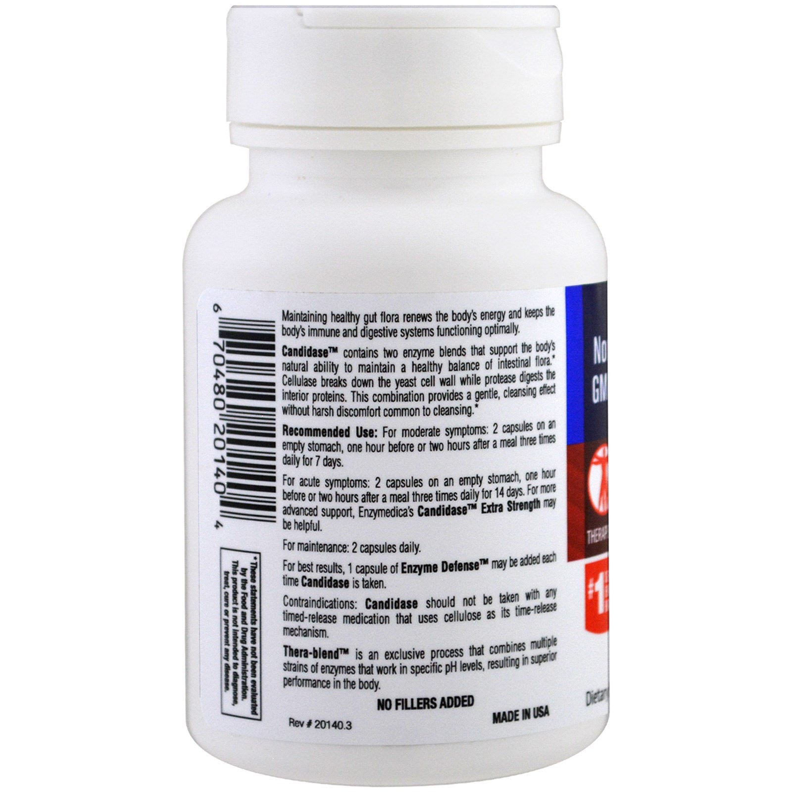 Enzymedica Candidase 42 Capsules Casein-Free, Dairy-Free, Egg-Free, Gluten-Free,