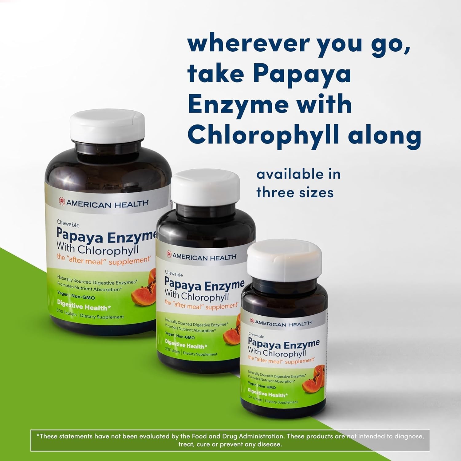 Digestive Support with Papaya Enzyme & Chlorophyll – 600 Count Chewable Tablets