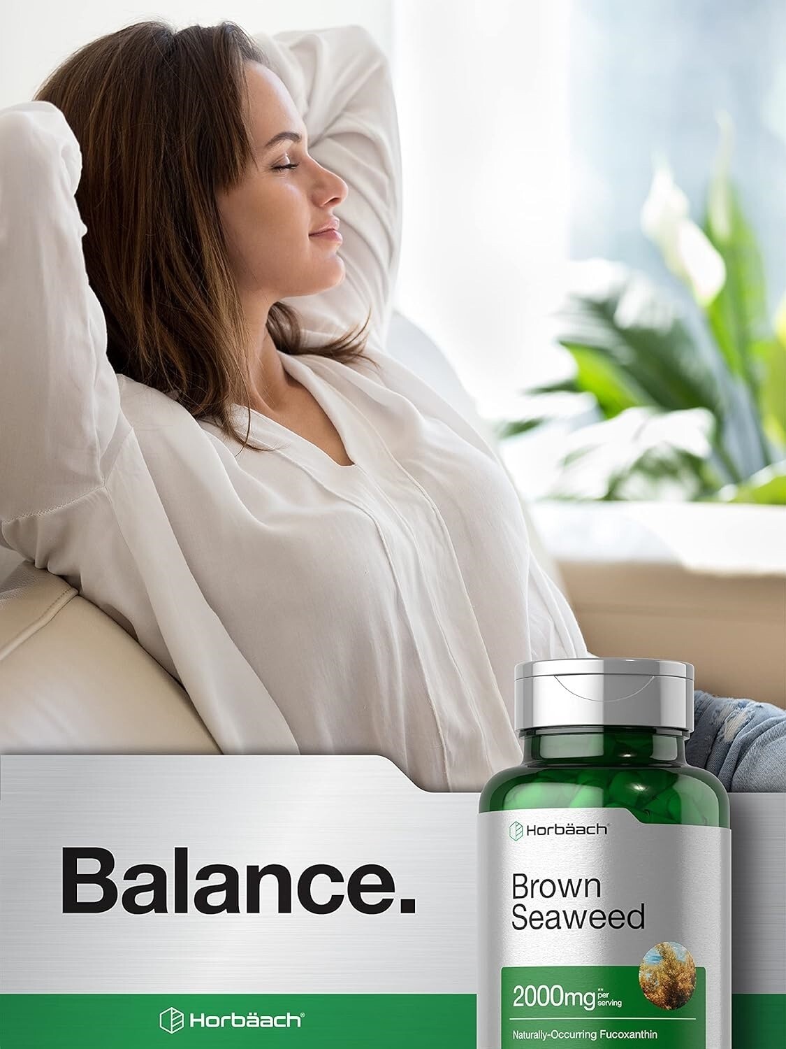 Brown Seaweed Extract 2000 Mg Fucoxanthin Supplement Marine Algae, 200 Capsules
