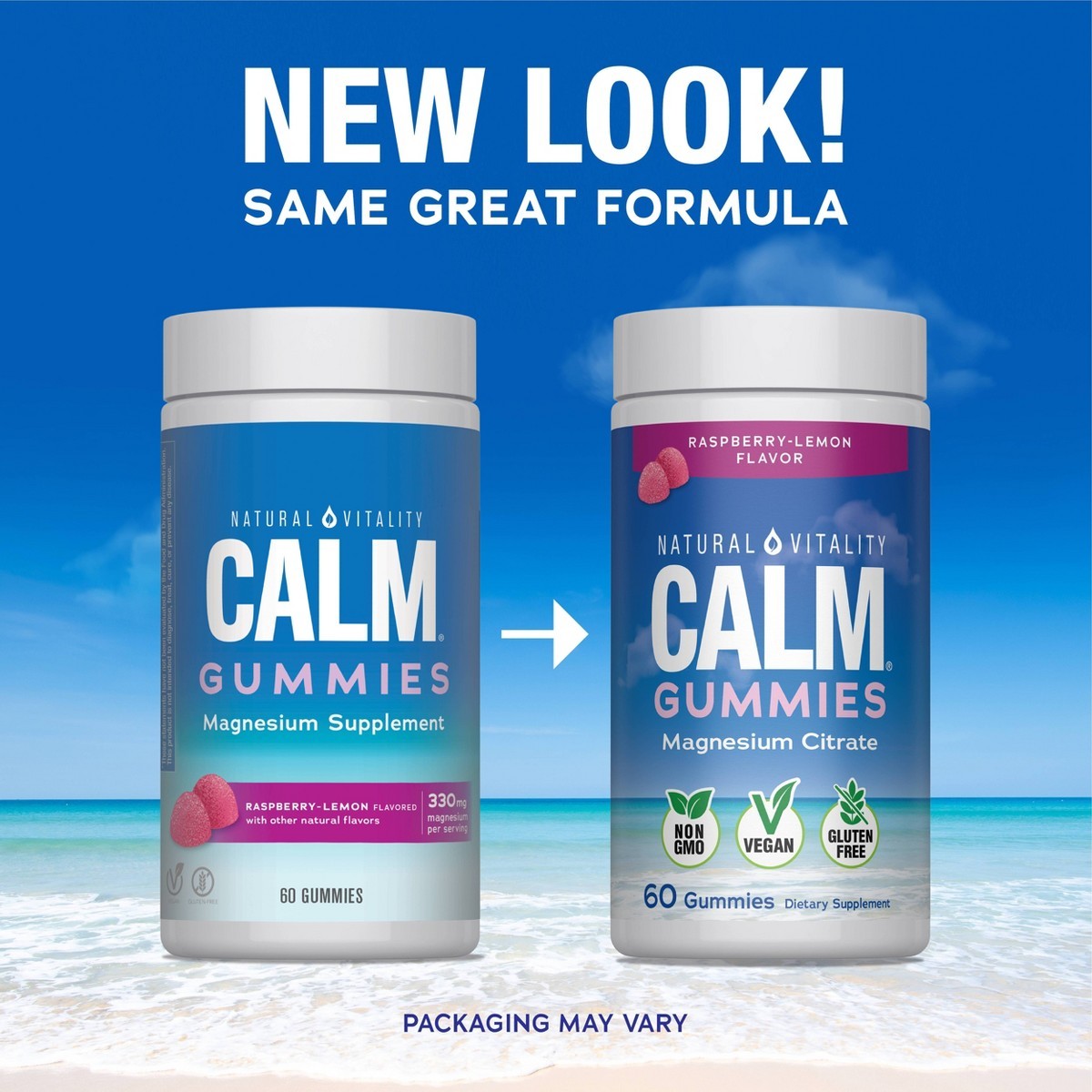 Vitality Vegan Calm Gummies for Stress – Raspberry Lemon – 60ct