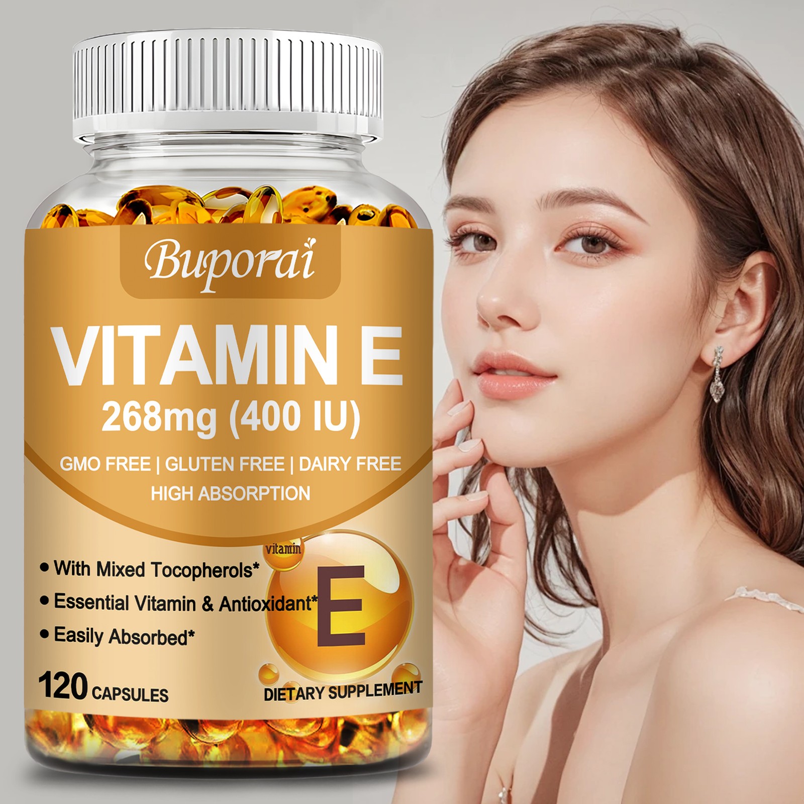 Vitamin E 400 IU -D-Alpha Tocopherol & Mixed Tocopherols-Anti-aging, Antioxidant