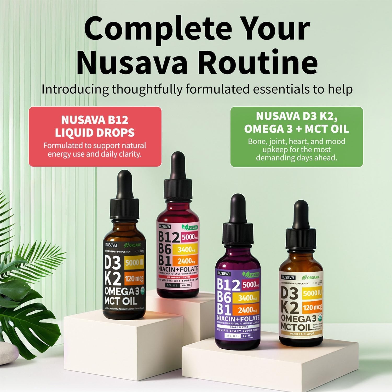 2 Pack B12 B6 Sublingual Liquid Drops Natural B Complex Wellness Supplement