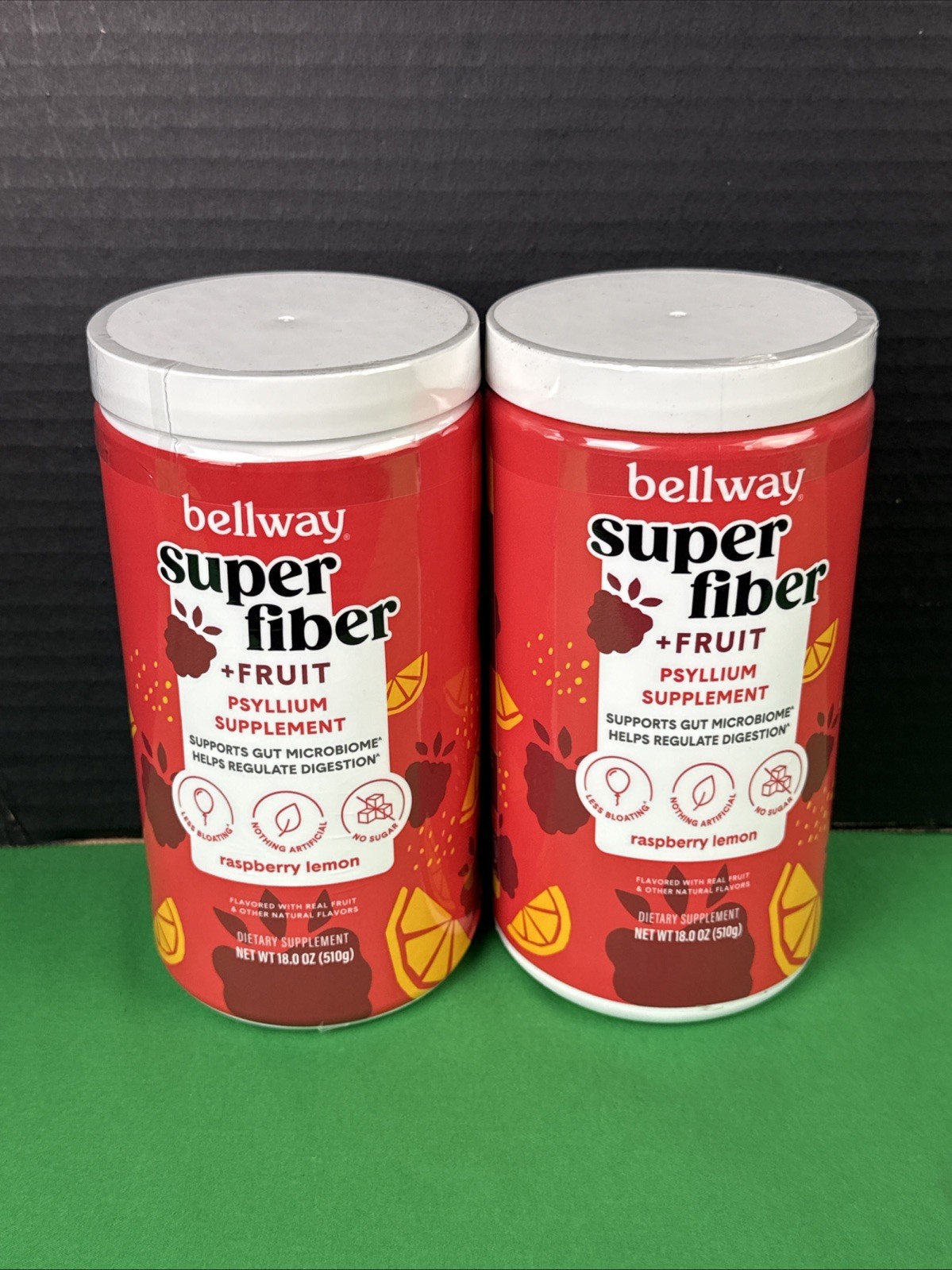 2 Bellway Super Fiber Fruit Psyllium Husk Fiber Supplement Raspberry Lemon 11/26