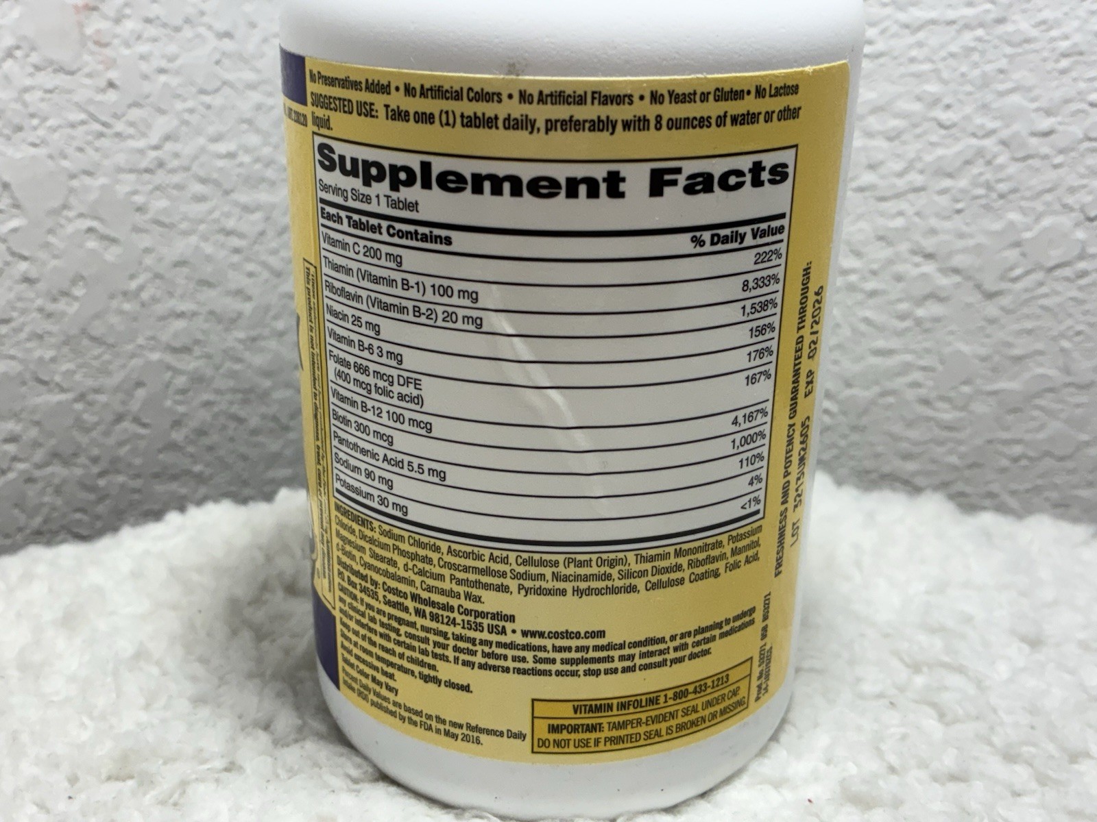 Kirkland Signature Super B-Complex + Electrolytes & Vit C 500 Tabs EXP. 02/2026