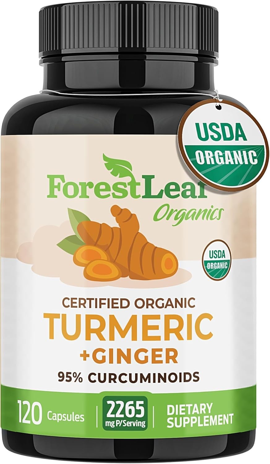 Forest Leaf Organic Turmeric, Ginger, Curcumin Plus Bioperin 2265mg