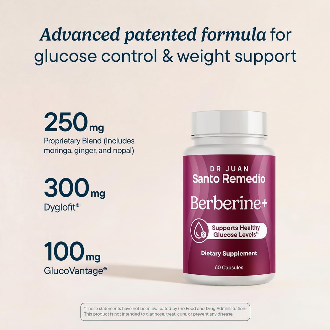 Santo Remedio Berberine, Dietary Supplement, Vegetarian, No Added Sugar, 60 C…