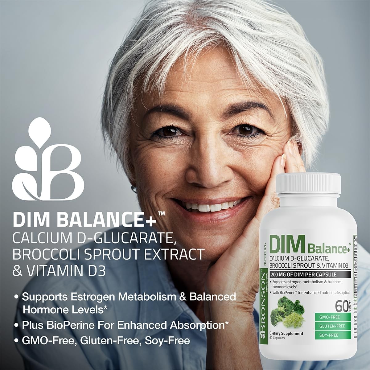 Bronson DIM Balance+ Calcium D-Glucarate, Broccoli 30 Count (Pack of 1)