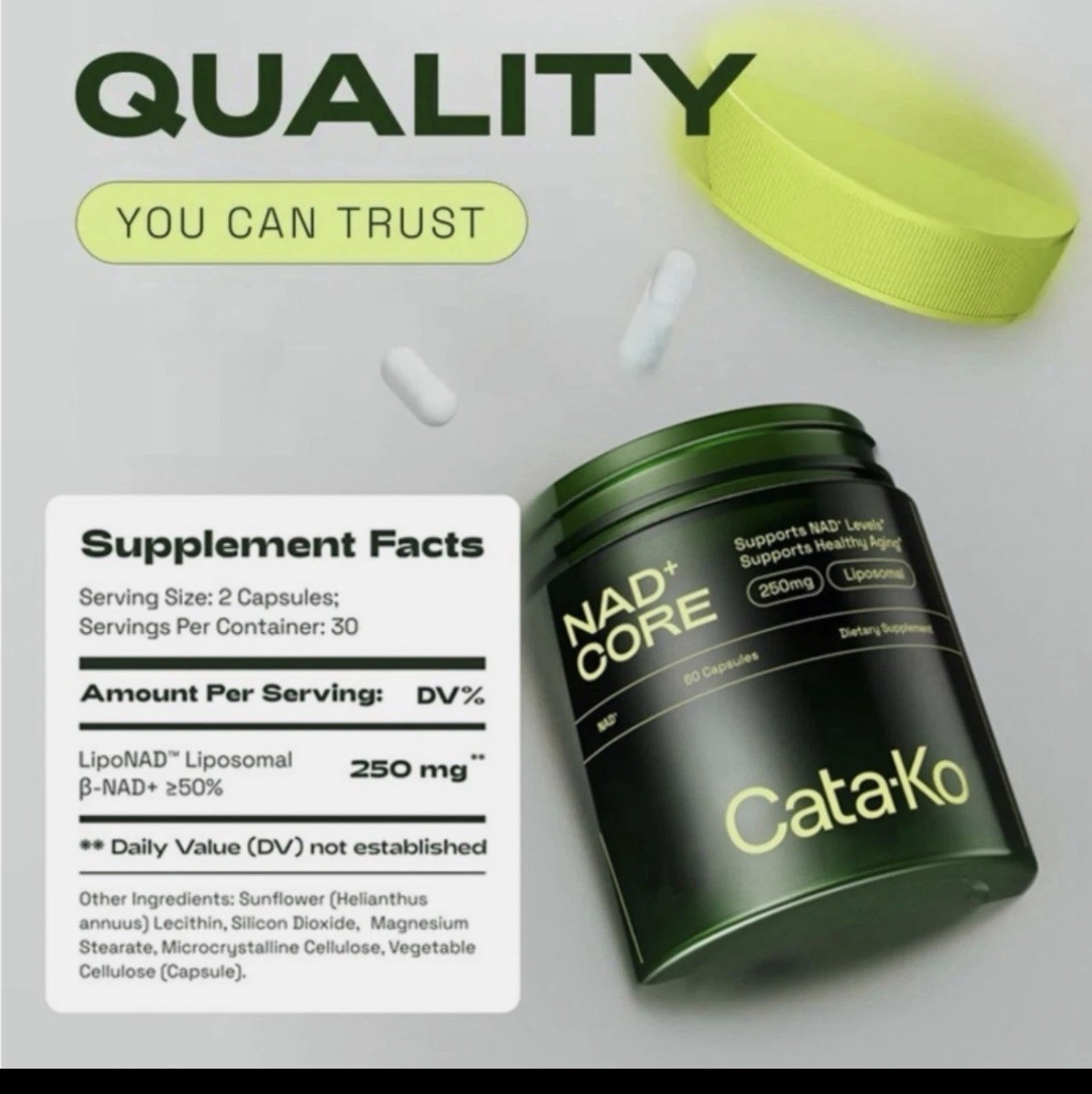 CATAKOR NAD+ Core NAD+ Supplement Skin Anti-aging 60 Caps Exp 1/27 Sealed