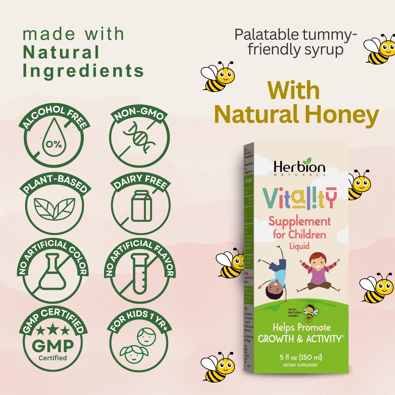 Vitality Supplement Children Promotes Growth Appetite Relieves Fatigue 5 Fl Oz