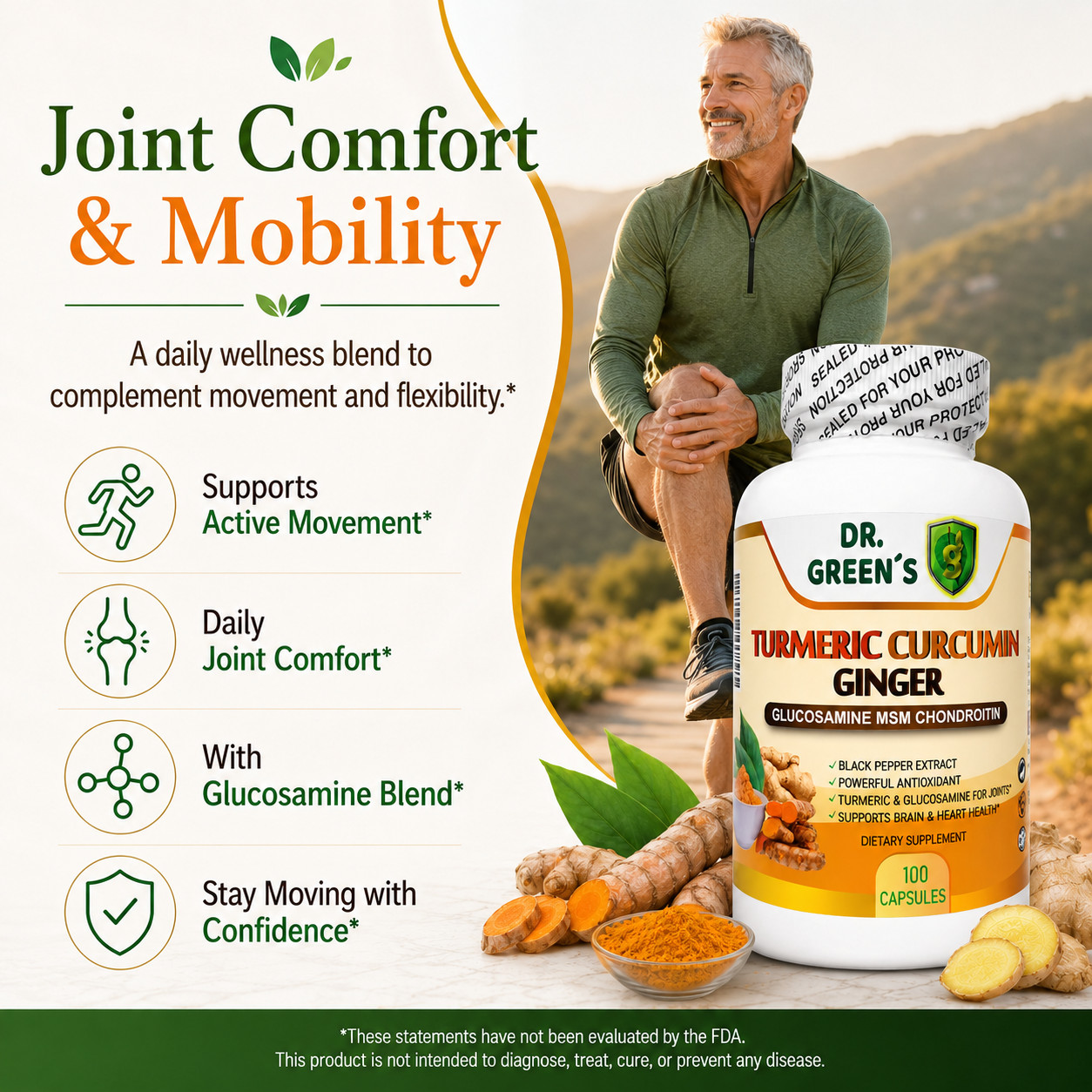 Turmeric Curcumin Piperin Biopterin 2600mg High Absorption Triple Strength 100