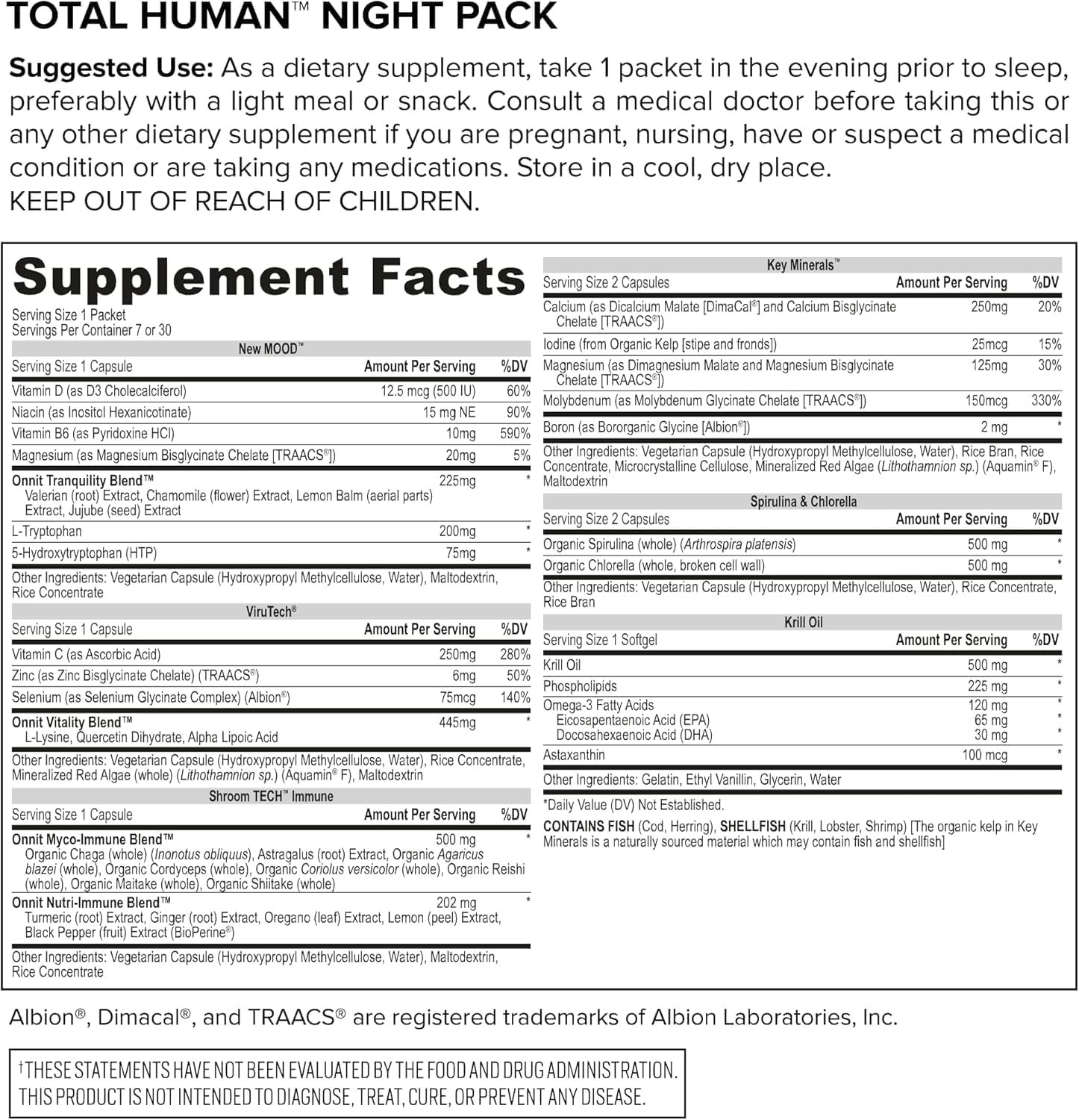 Total Human Day & Night Multivitamin Packs for Men & Women – 30-Day Supply