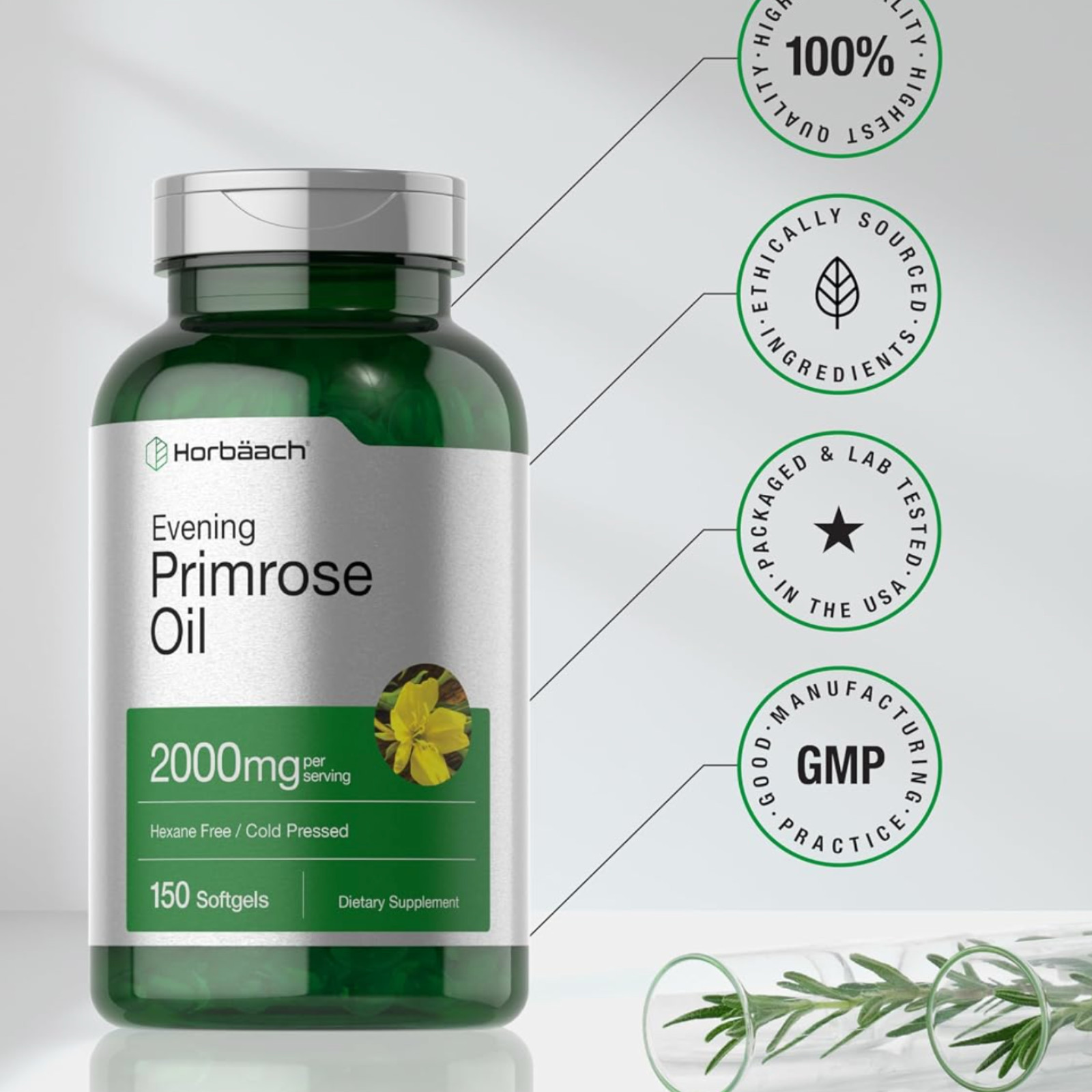 Cápsulas de aceite de onagra 2000 mg | Equilibrio hormonal y salud femenina