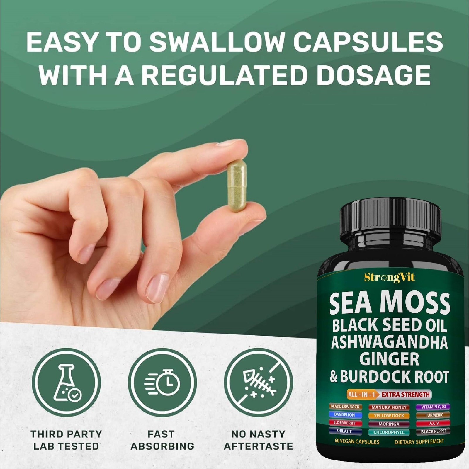 Organic Sea Moss Capsules with Black Seed Oil, Ashwagandha & Ginger – Multiminer