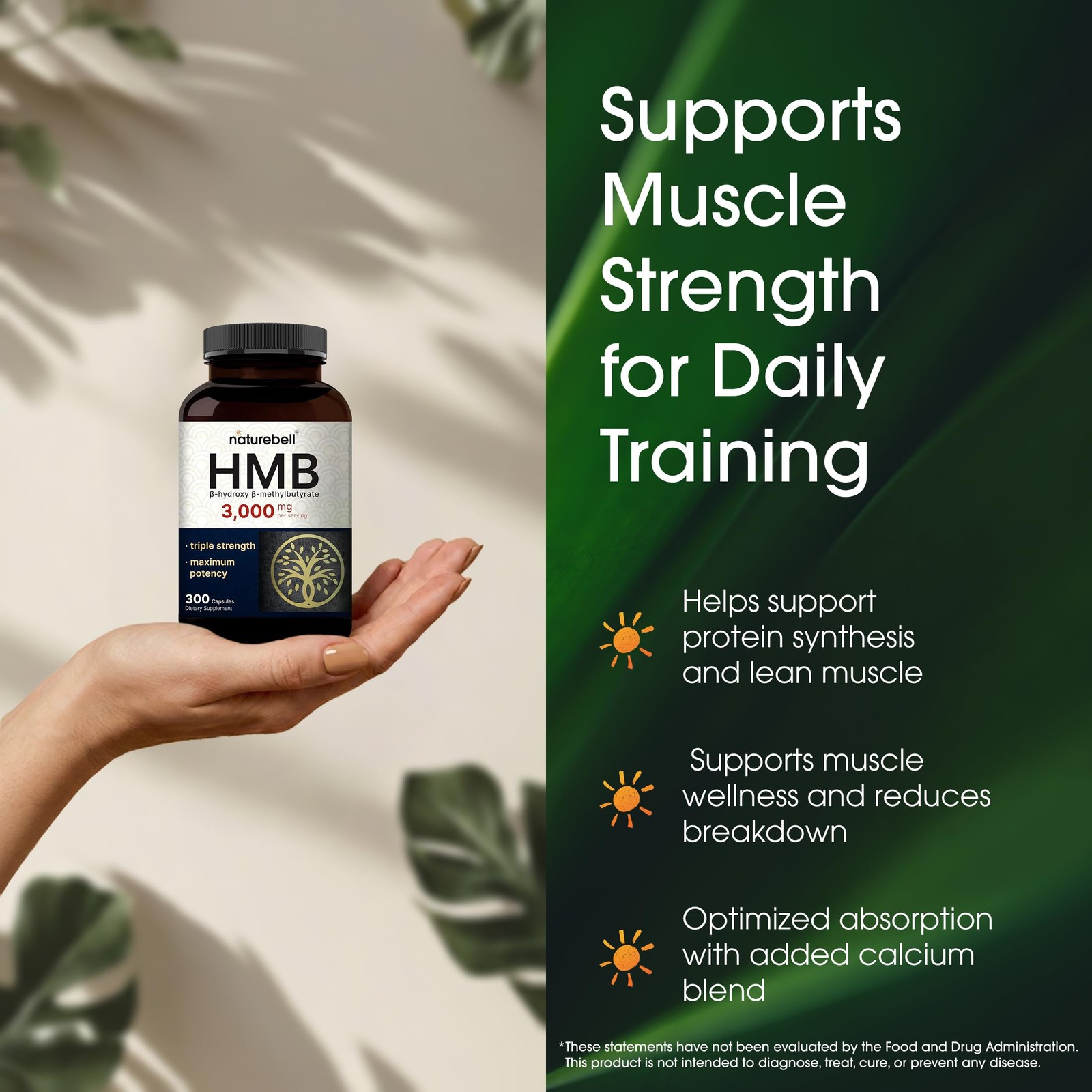 NatureBell HMB 3,000mg – 300 Capsules – Triple-Strength 300 Count (Pack of 1)