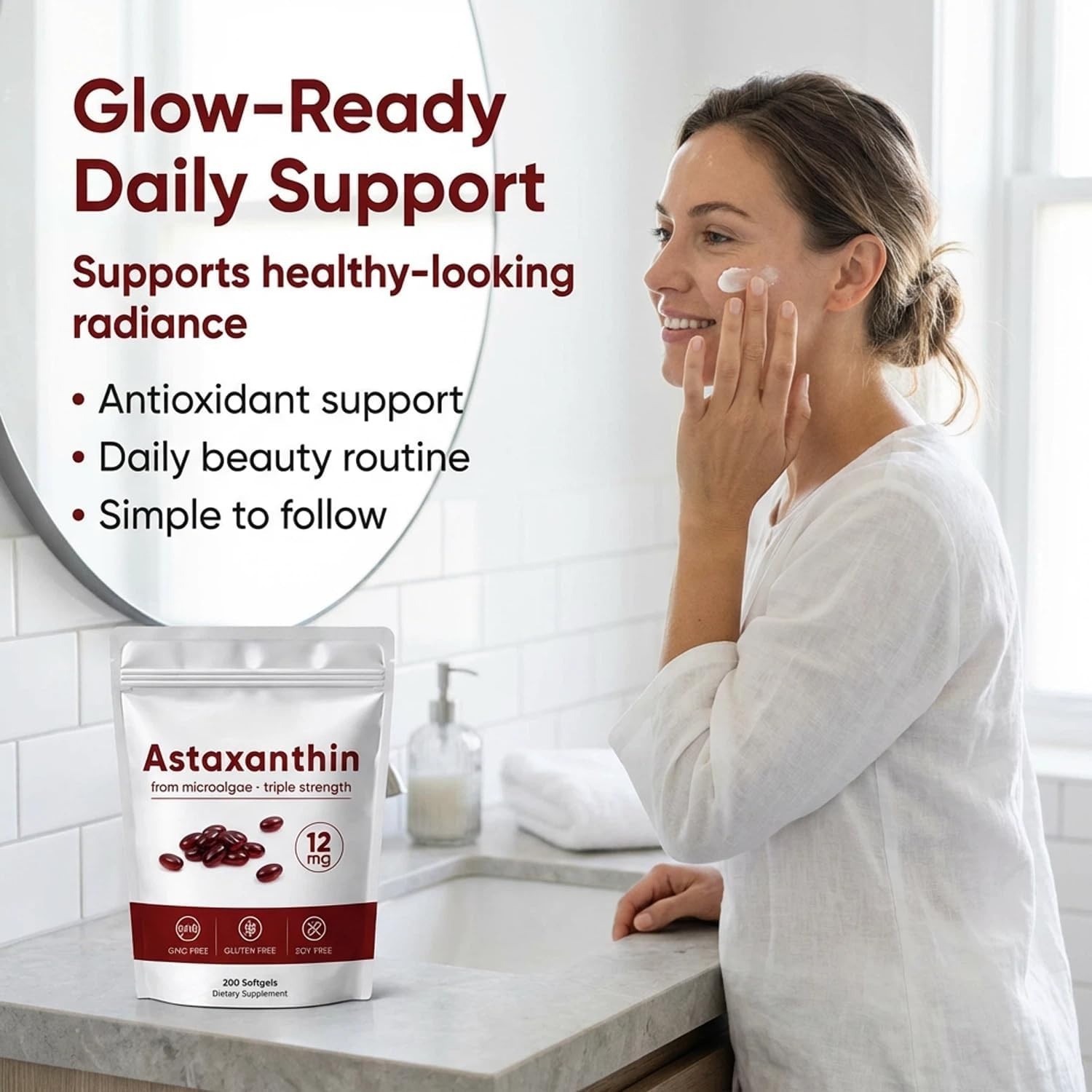 Rovina Astaxanthin, Baleno Astaxanthin 12Mg Antioxidant Supplement for Daily Wel