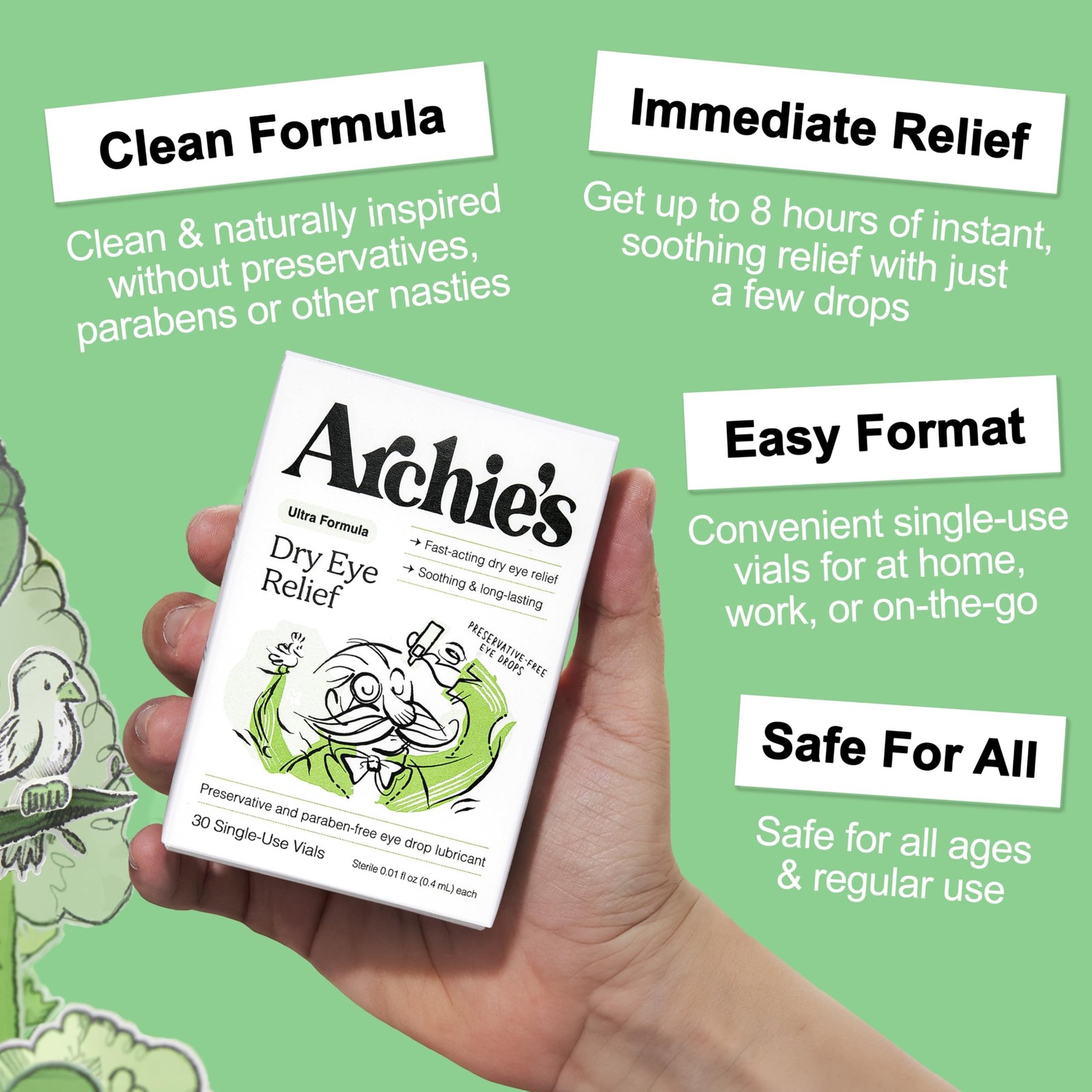 Archie’s Remedies, Dry Eye Relief, Ultra Lubricating Eye Drops, Clean Formula…