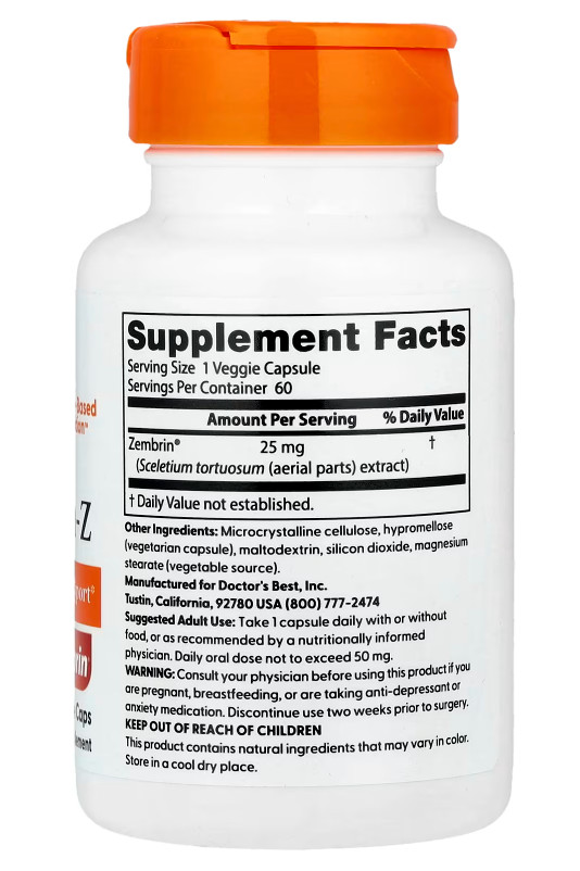 Doctor’s Best Calm with Zembrin 60 caps, EXP 02/2027