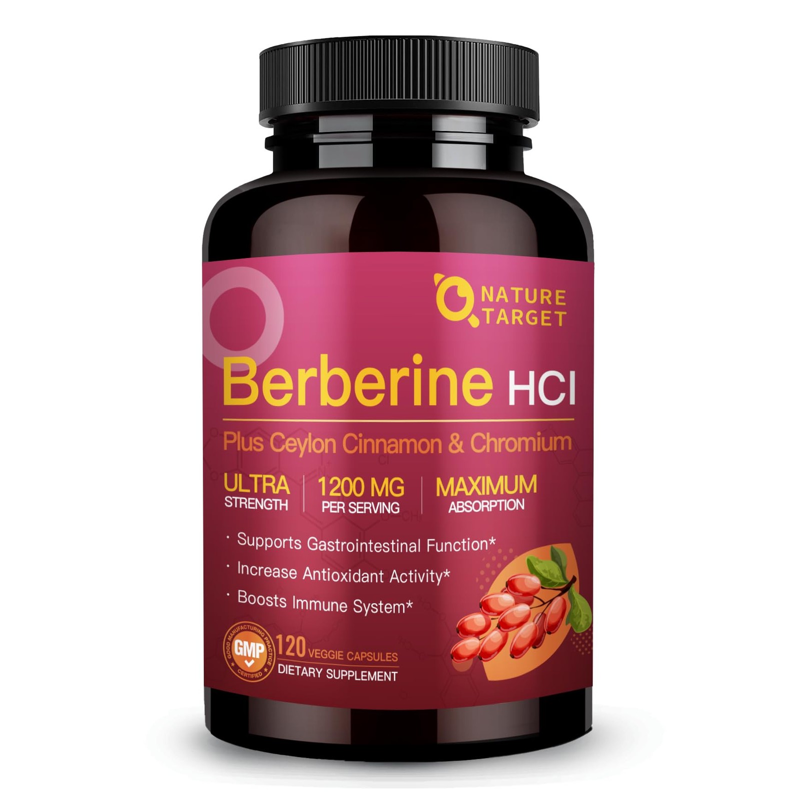 Berberine HCL 1200mg, Berberine Supplement with Ceylon Cinnamon, Chromium – Supp