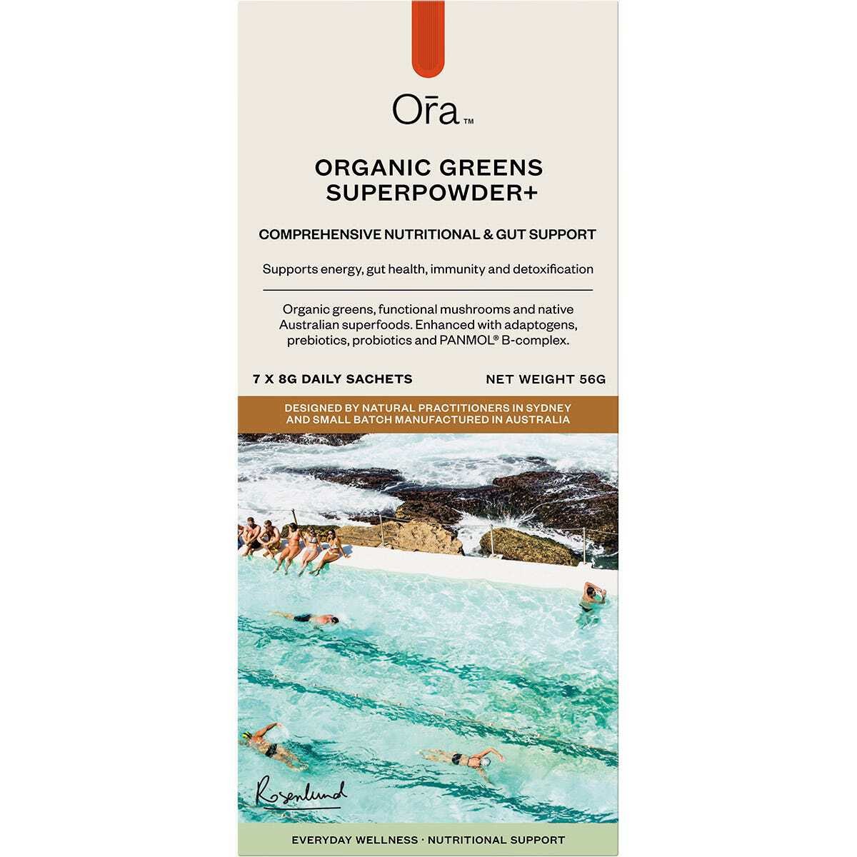 Ora Health Organic Greens Superpowder+ Daily Sachets 8g (Pack of 7)
