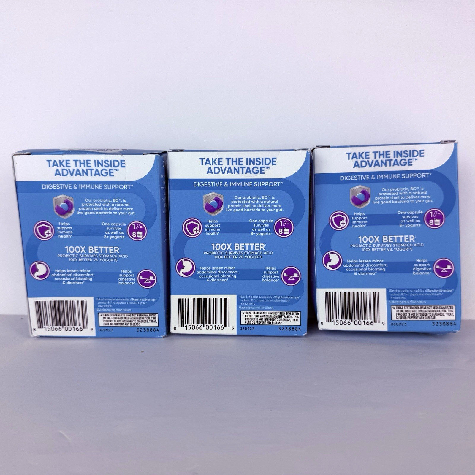 Digestive Advantage Daily Probiotics 4-in-1 3 Boxes X 30 Capsules Each