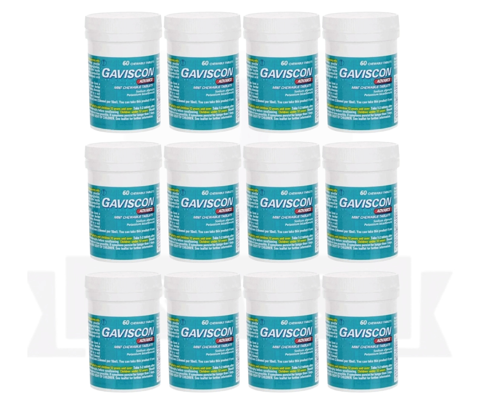 Gavi-scon Advance Chewable Mint Tablet (60ct)-PACK OF 12