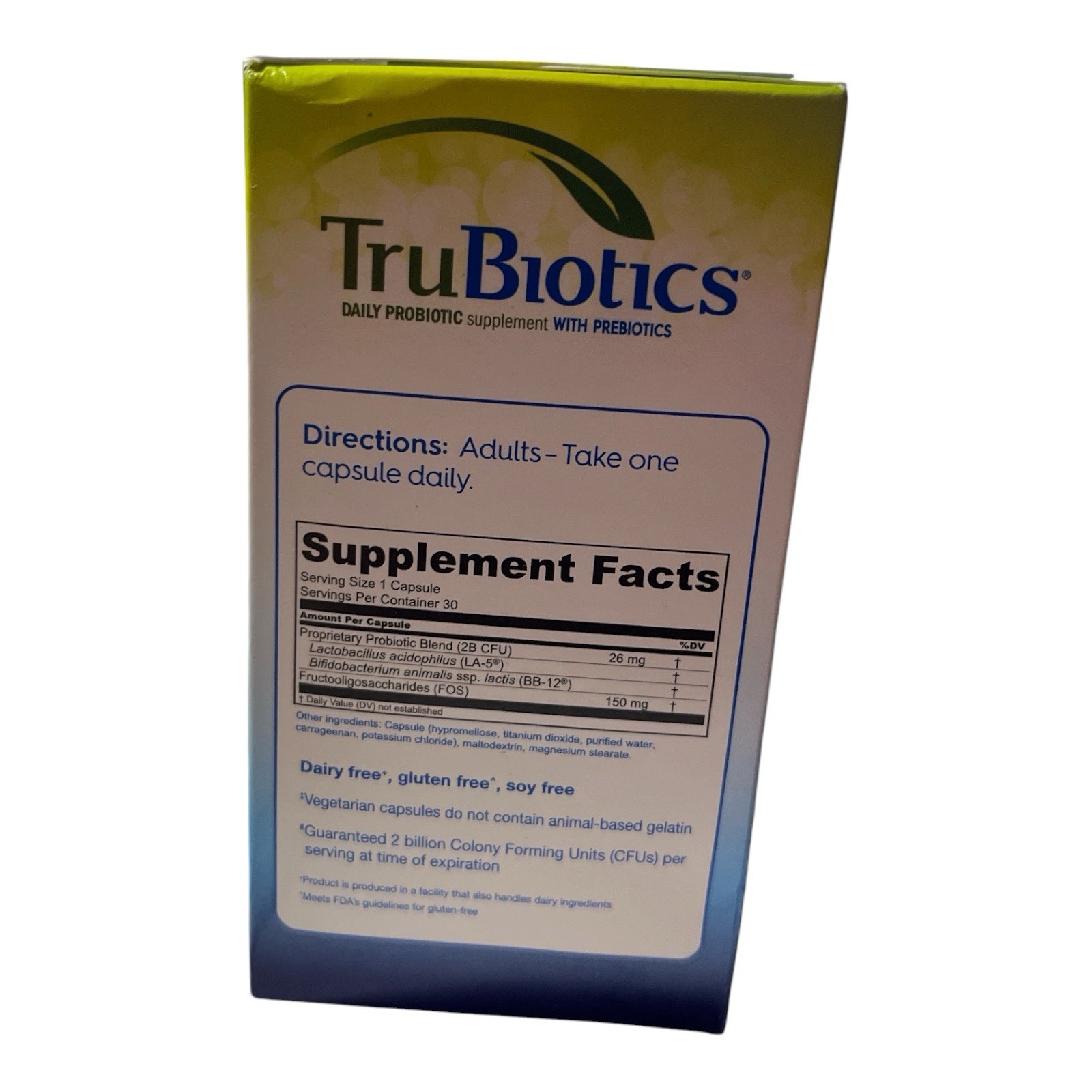 TruBiotics Digestive & Immune Health Probiotic 30 Capsules Prebiotics 09/2027