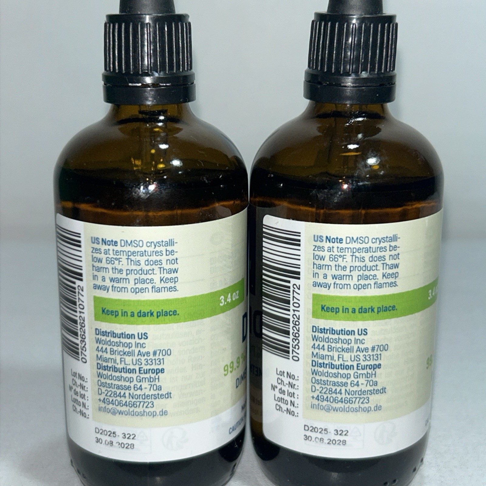 2 Sealed DMSO Liquid Supplement 3.4 Fl Oz Each