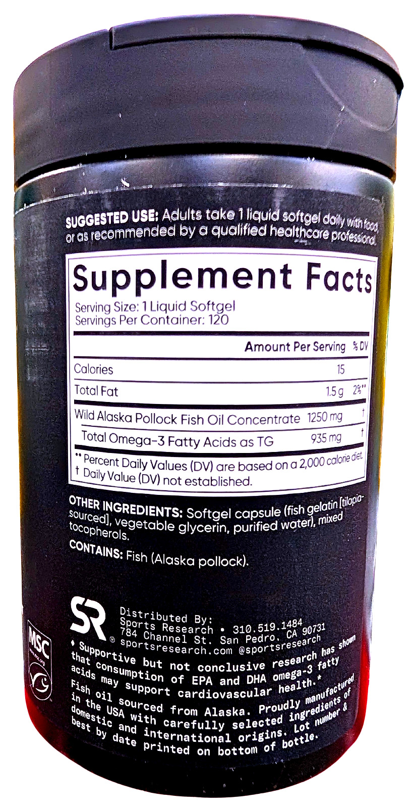 Sports Research Triple Strength Omega-3 Fish Oil 120 Softgels EXP 06/2028