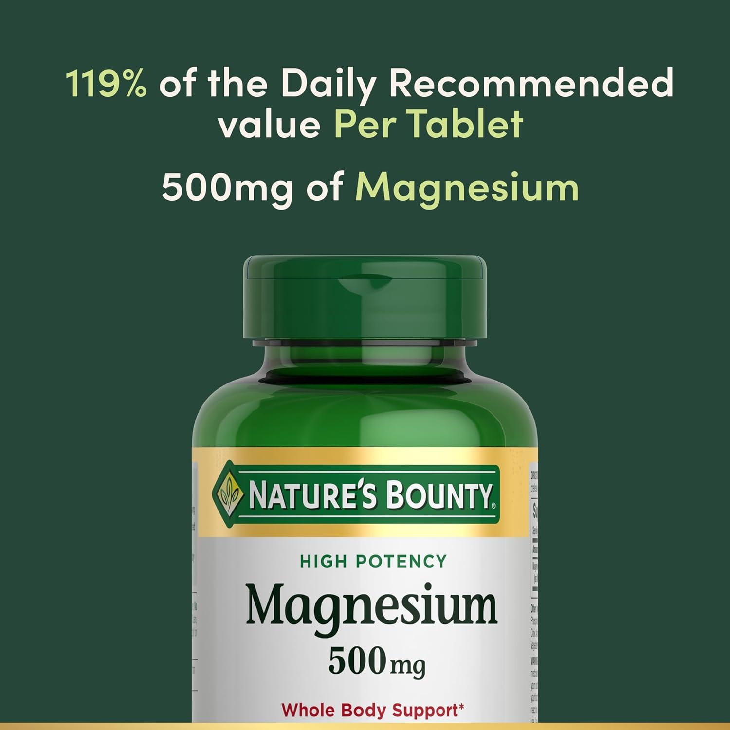 Magnesium 500mg Tablets High Potency Supplement 200 Count Bone & Muscle Health