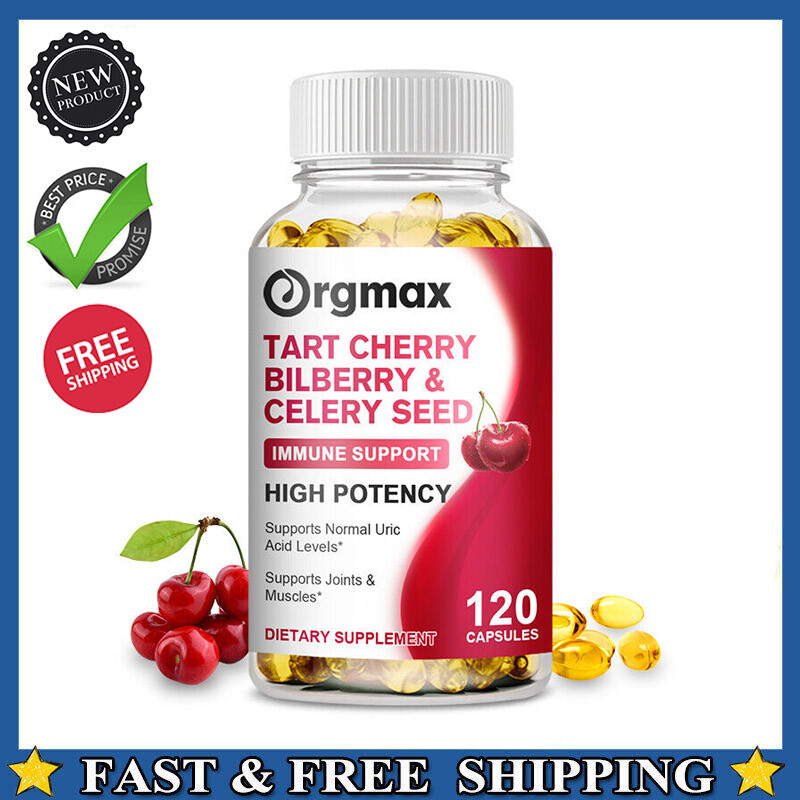 120pcs Strength Tart Cherry Extract 1000mg Plus Celery Seed and Bilberry Extract
