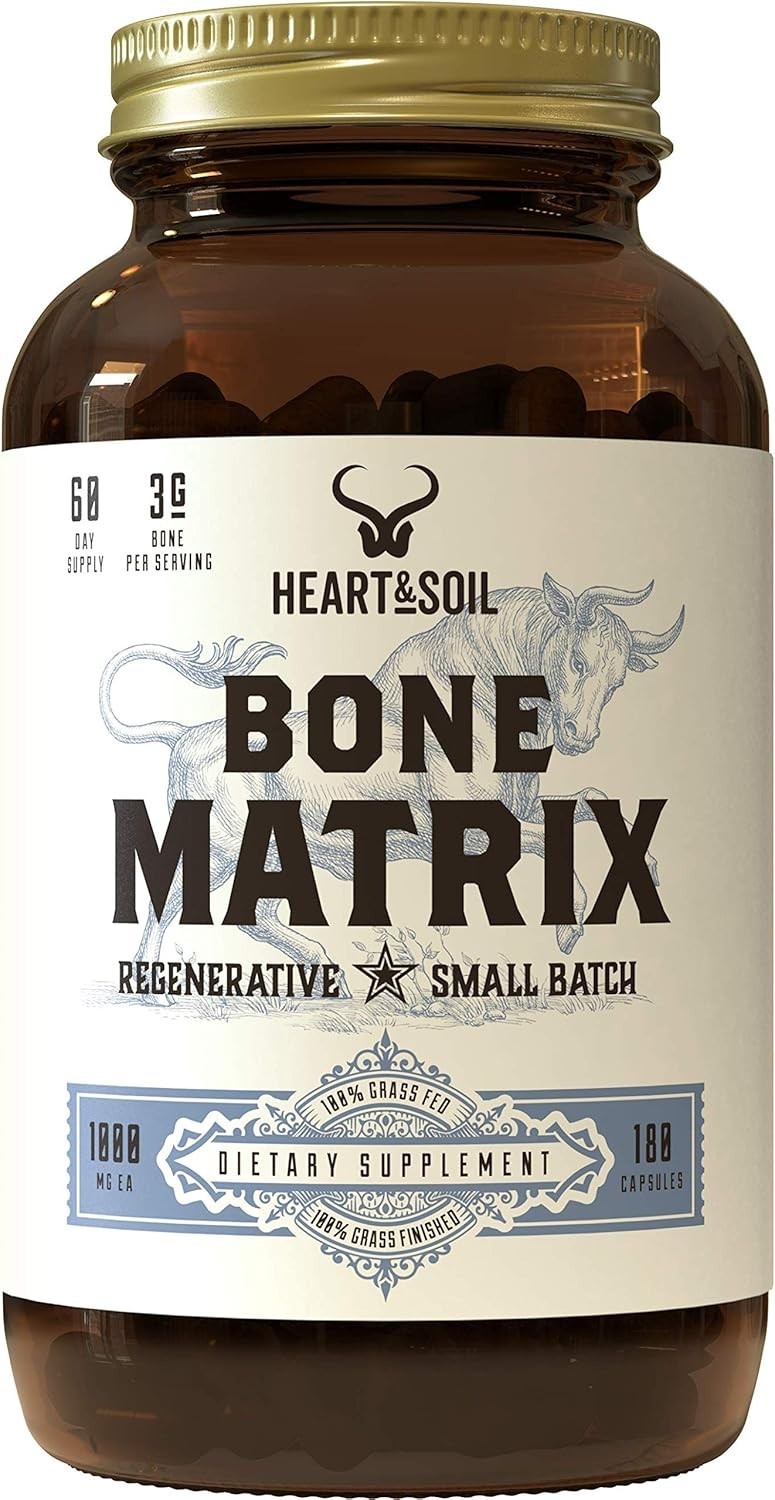 Heart & Soil Grass Fed Bone Matrix 180 Capsules Bone Joint Health Support
