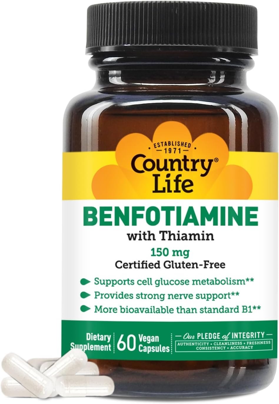 Benfotiamine with Thiamin Capsules – Nerve Health & 150mg Energy Support