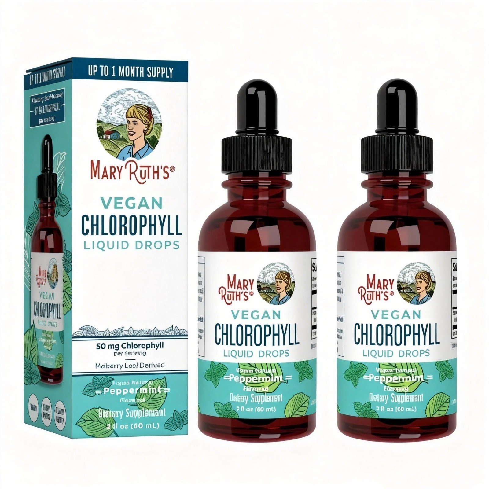 NEW Mary Ruth’s VEGAN Chlorophyll Liquid Drops Peppermint Flavored 2Fl Oz (60ml)